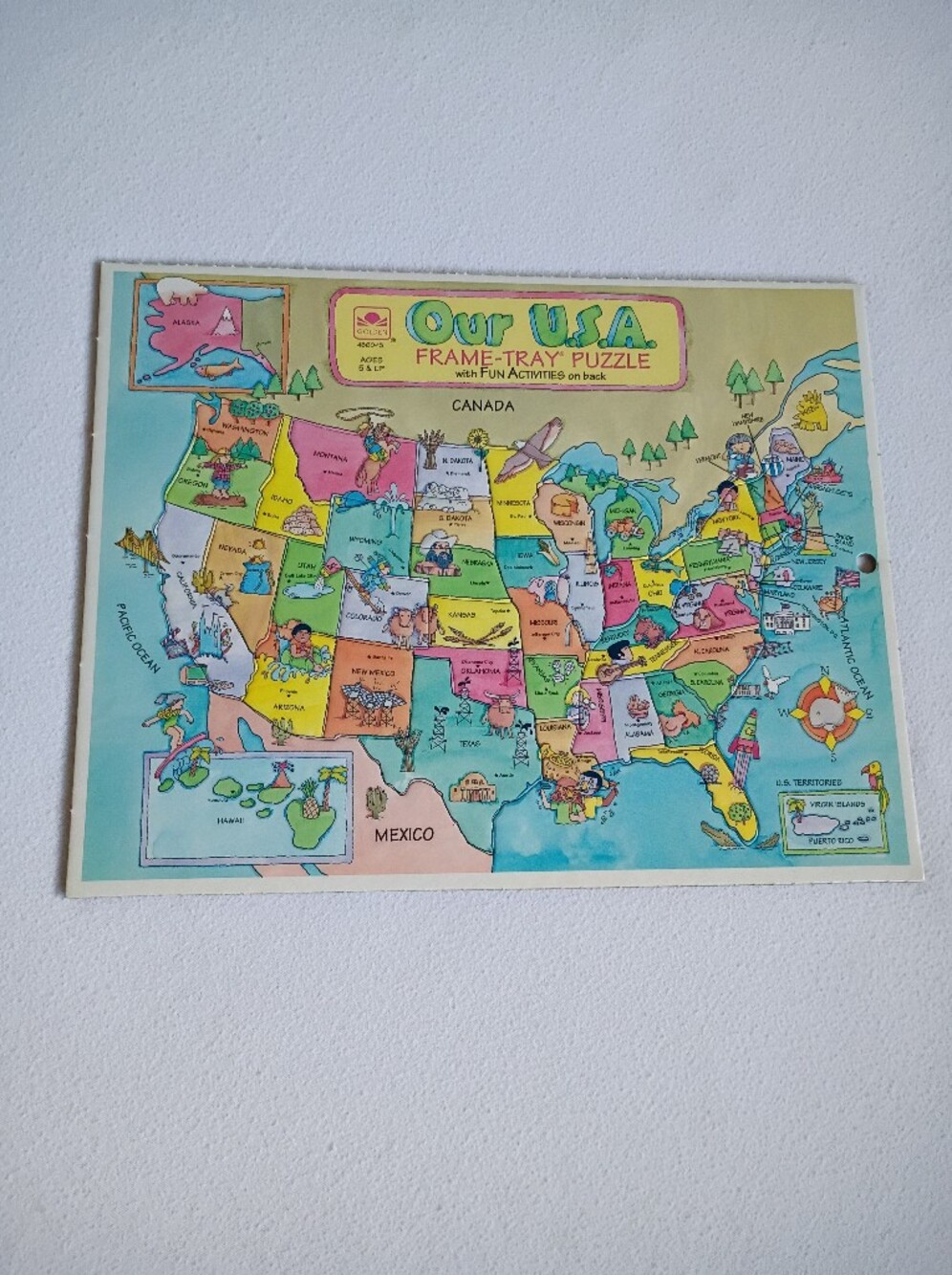 vintage 1993 Golden Books "Our USA" frame-tray puzzle Educational Map Puzzle